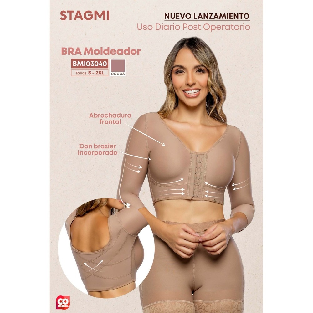 Stagmi Faja Colombian Arm Shaper w/ Built-In Bra Back Shaper No Underbust Rolls!
